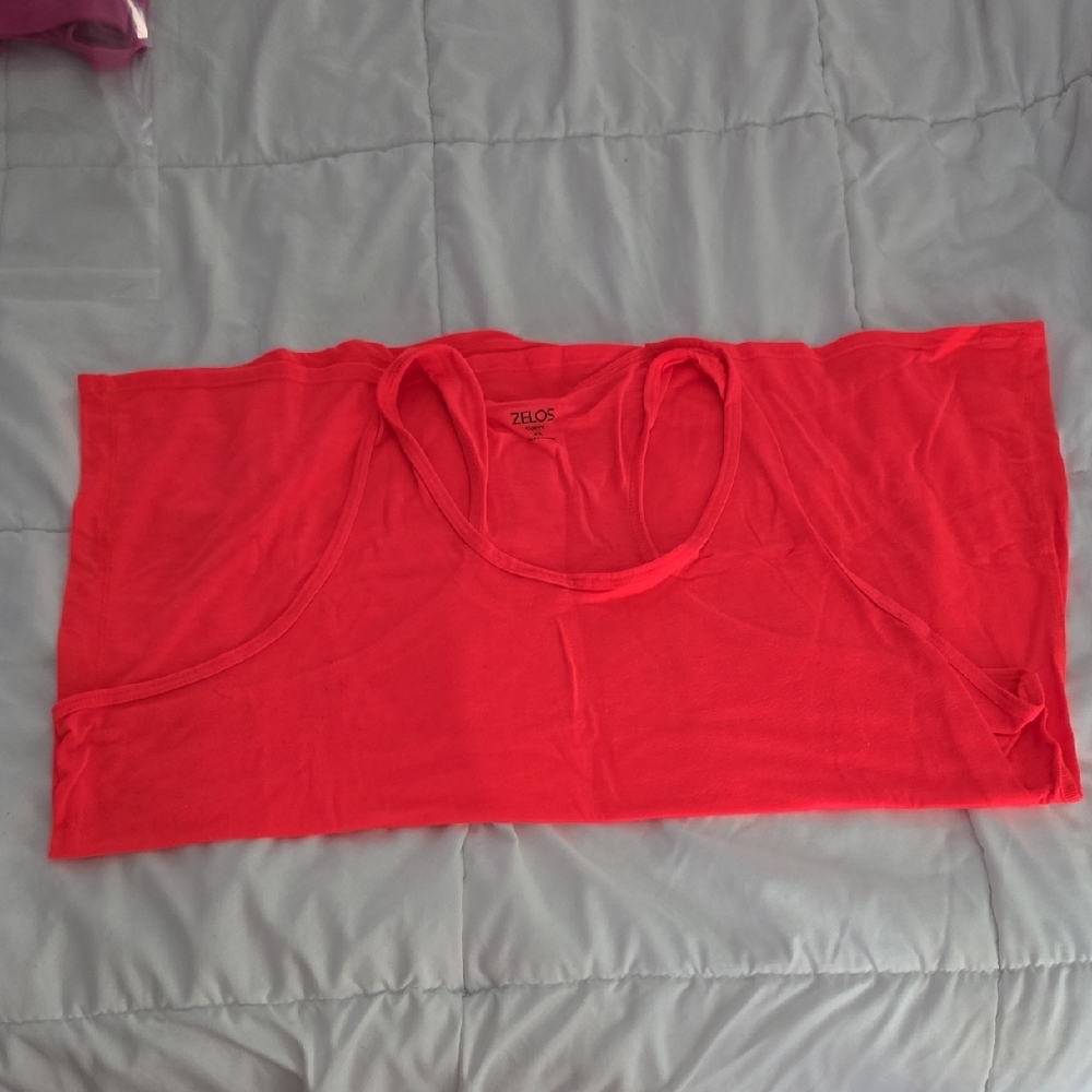 ZELOS Women's Neon Coral Athletic Tank Top